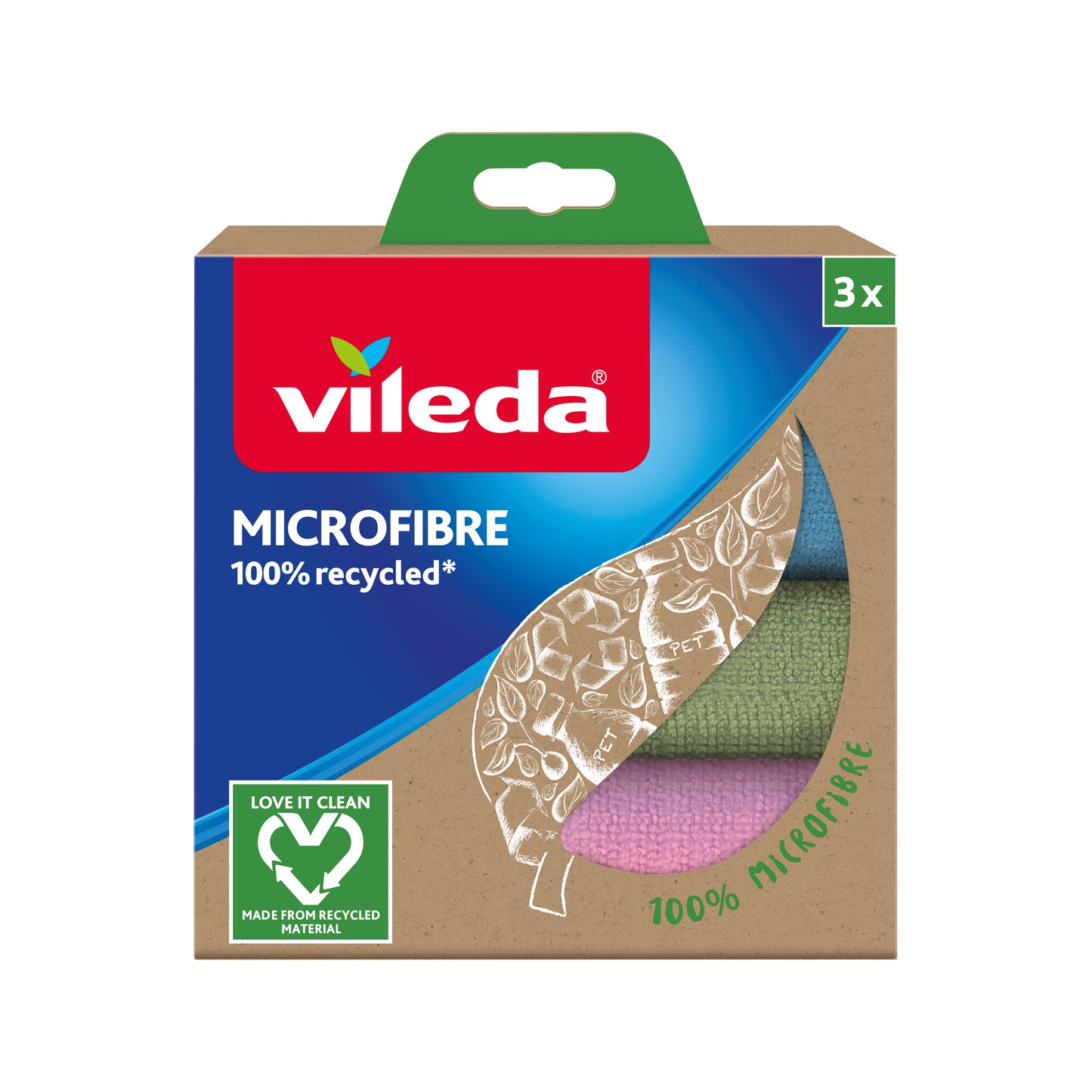 Vileda Microfibre Recycled Cloth VA0070, 18cm x 5cm x 16cm