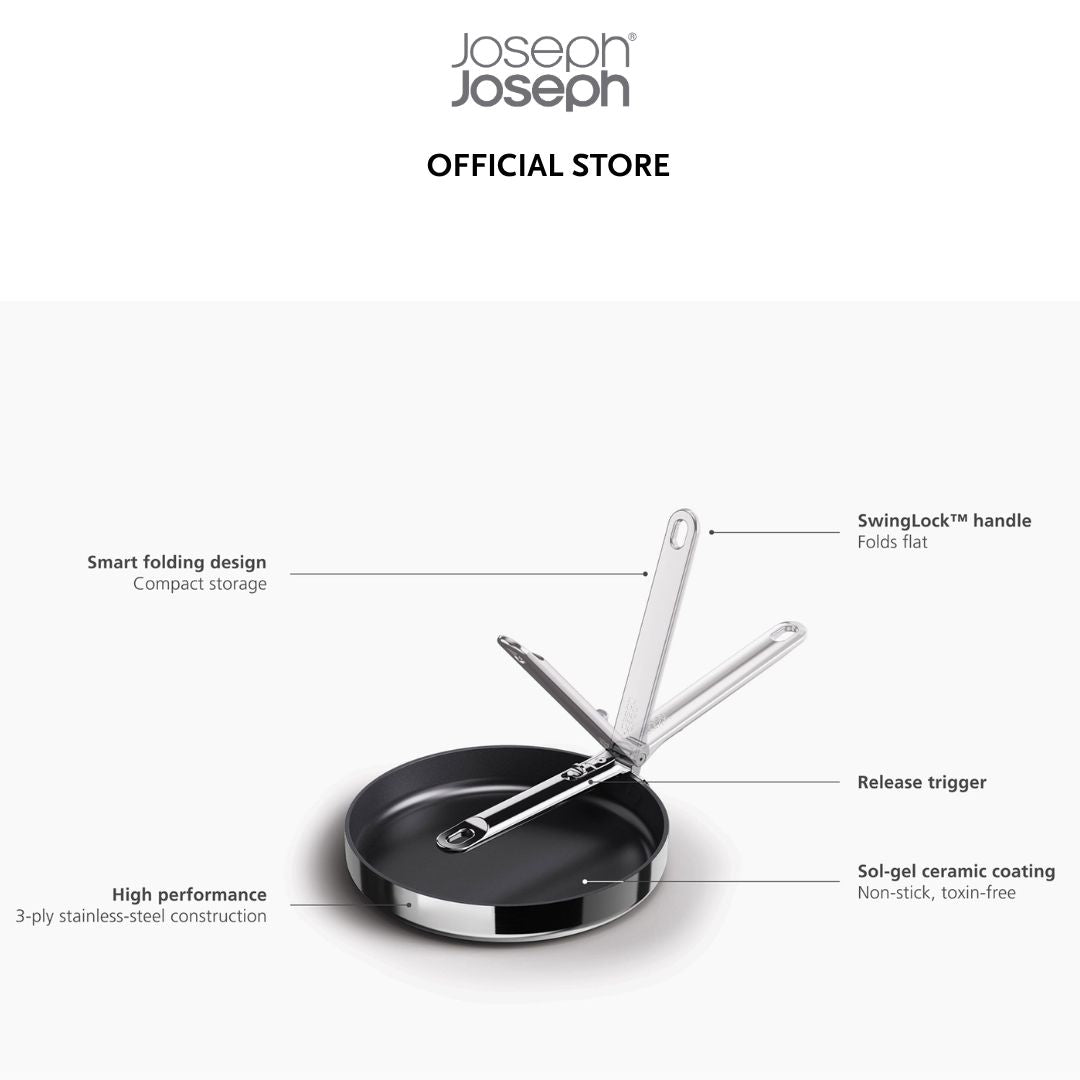 Joseph Joseph Space Steel Folding Handle 24cm Frying Pan JJ0290