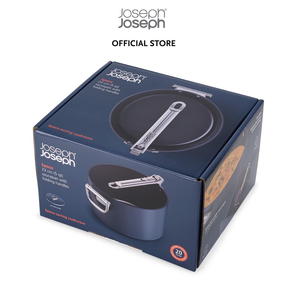 Joseph Joseph Space Folding Handle Ceramic Non-stick 23cm Blue Saucepan & Lid JJ0149