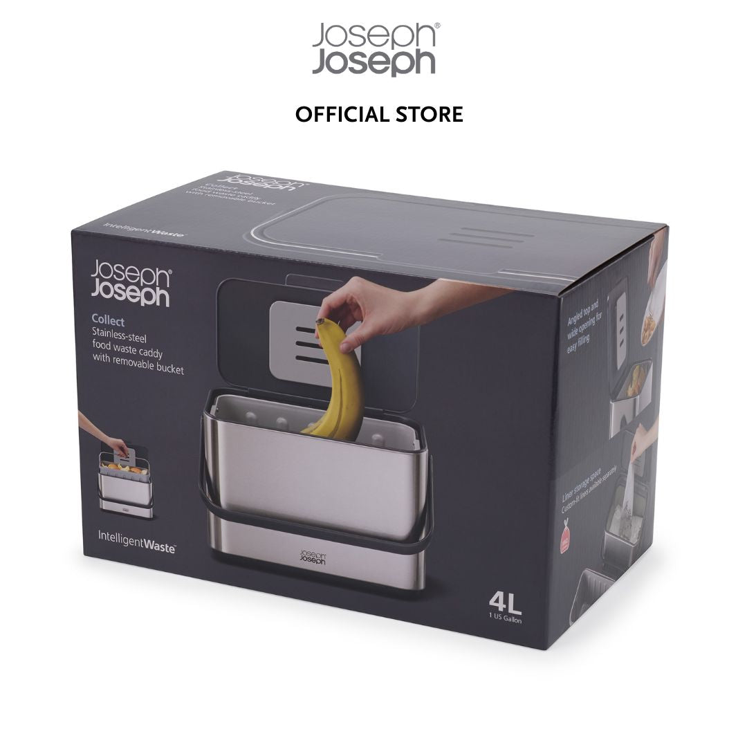 Joseph Joseph Collect™ 4L Stainless-steel Food Waste Caddy (Grey) JJ0134