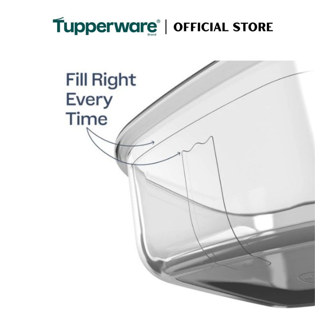 Tupperware Voila™ Glass Collection 650ml Rectangular (Mineral Blue) TP0042 Microwave & Freezer Safe