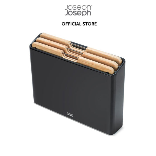 Joseph Joseph Folio Steel 3-Piece Bamboo Chopping Board Set With Black Stainless-Steel Case JJ0146
