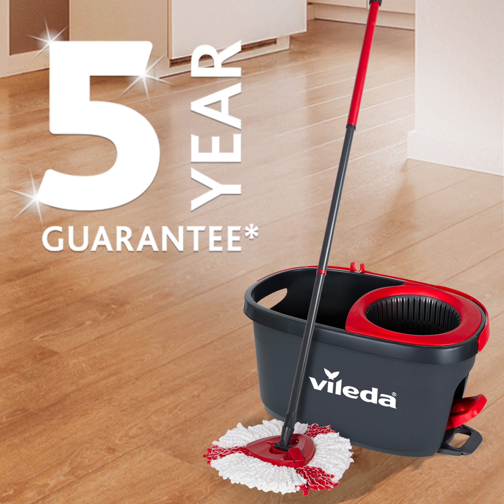 Vileda Turbo floor mop bucket set with foot pedal activated spinning wringer Telescopic handle 65 – 131 cm  floor mop with spinning wringer  microfibre mop head  deep cleaning with less effort