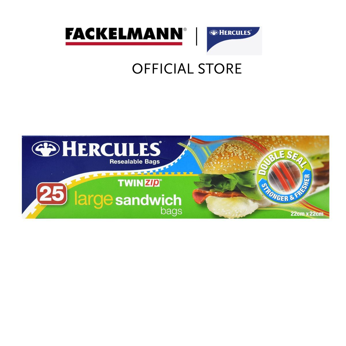 Hercules Twinzip Sandwich Bags Large 22cm x 22cm (25pcs/pack) HC0003