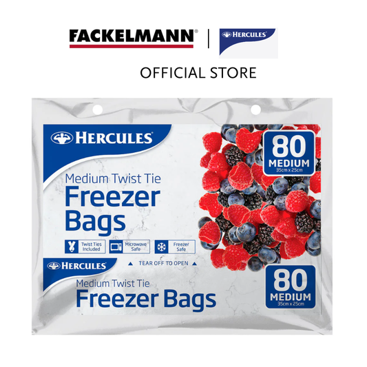 Hercules Tear-Off Plastic Freezer Bags Medium 80 Pack HC0016 (35x25cm) Microwave Safe Freezer Bags