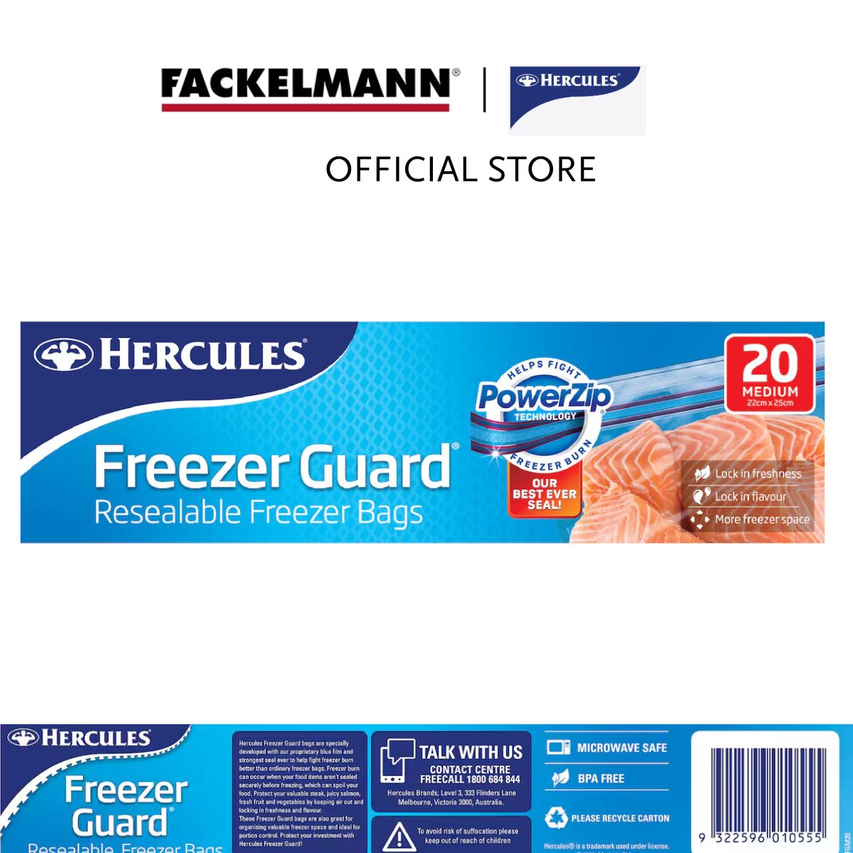 [Bundle of 15] Hercules Freezerguard Resealable Medium Slider Bags (20pcs/Pack) HC0013