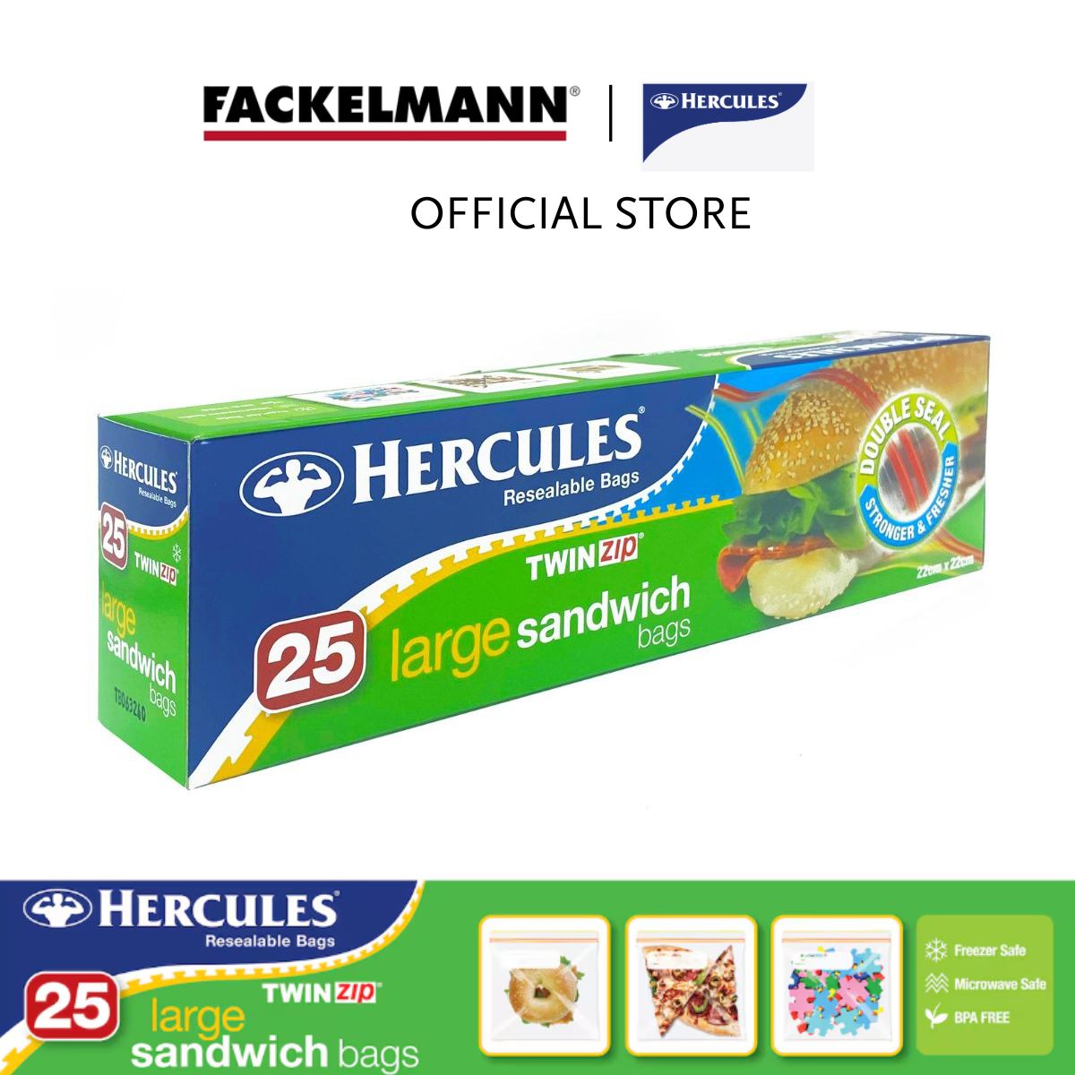 [Bundle of 15] Hercules Twinzip Sandwich Bags (25pcs/pack) HC0003