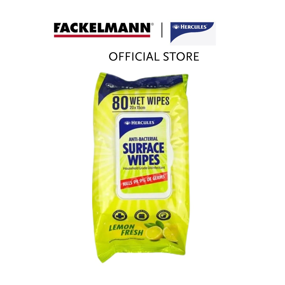[Bundle of 12] Hercules Anti-bacterial Surface Wipes Lemon Flavour (80pcs/pack) HC0021