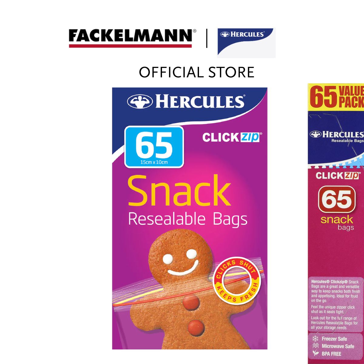 [Bundle of 12] Hercules Clickzip Snack Bags Small (65pcs/pack) HC0002