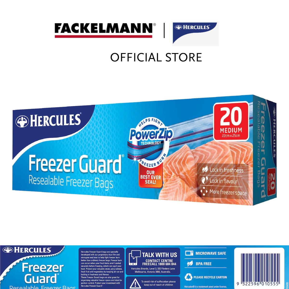 [Bundle of 15] Hercules Freezerguard Resealable Medium Slider Bags (20pcs/Pack) HC0013