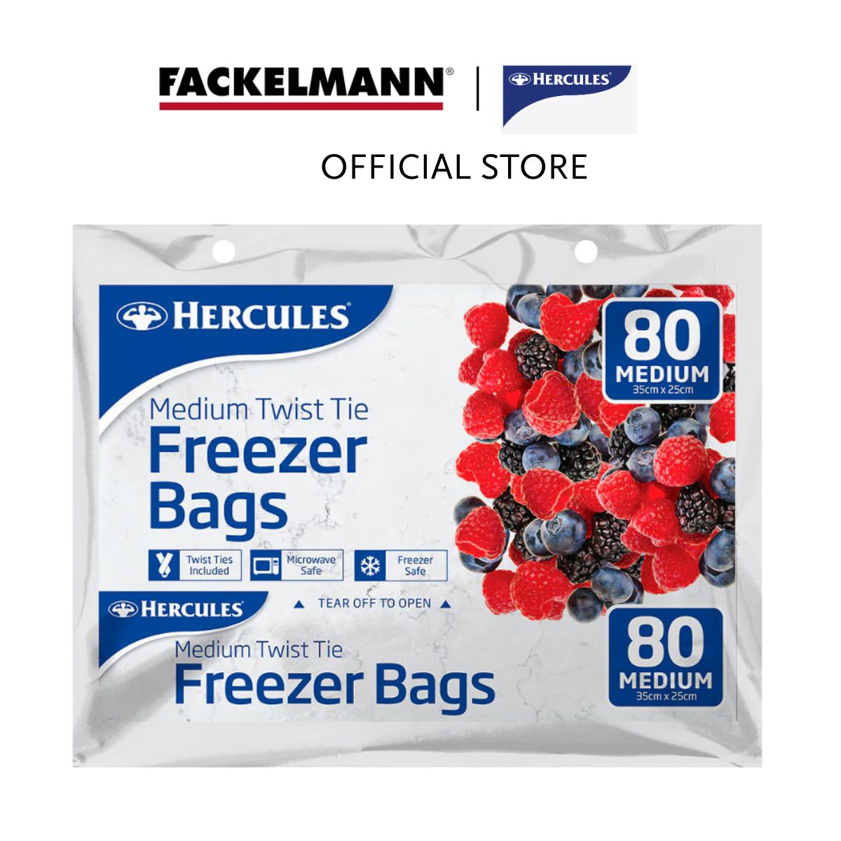 [Bundle of 24] Hercules Tear-Off Plastic Freezer Bags Medium (80/Pack) HC0016