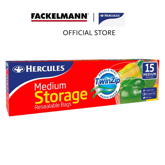 Hercules Twinzip Resealable 22cm x 25cm Medium Storage Bags (15pcs/pack) HC0009