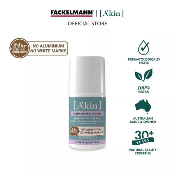 (EXP: Jan 2027) A'kin Geranium & Wood Roll-On Deodorant 65ml AK0133