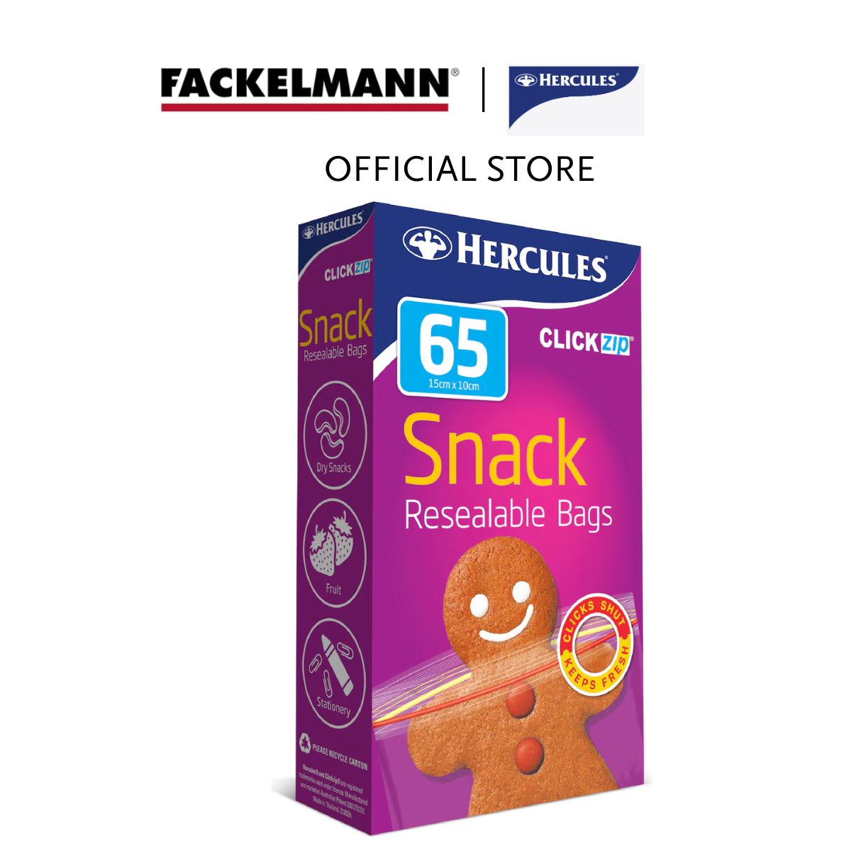 Hercules Clickzip Snack Bags Small 15cm x 10cm (65pcs/pack) HC0002