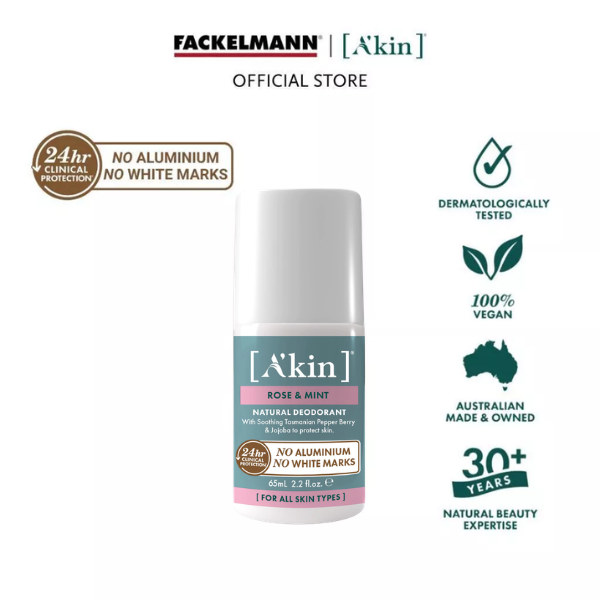 (EXP: Feb 2027) A'kin Rose & Mint Roll-On Deodorant 65ml AK0131