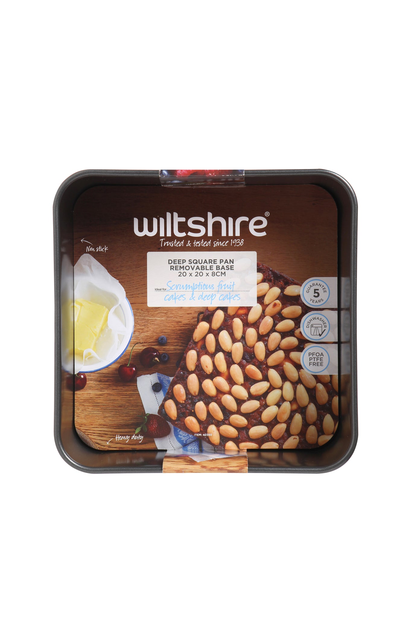 Wiltshire Easybake Loose Base Heavy Duty Deep Square Cake Pan 20.5cm