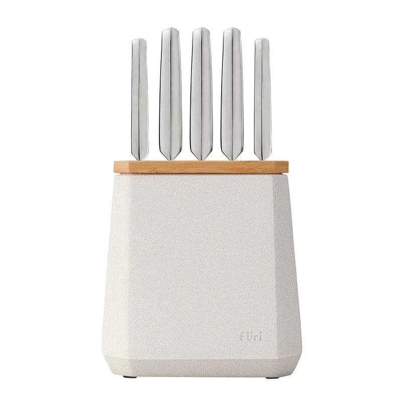 Furi Stone Knife Block Set Snow Terrazzo 6 Piece