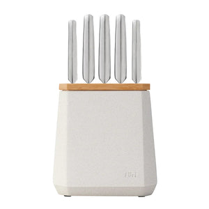Furi Stone Knife Block Set Snow Terrazzo 6 Piece