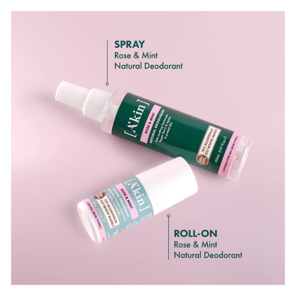 (EXP: Feb 2027) A'kin Rose & Mint Roll-On Deodorant 65ml AK0131