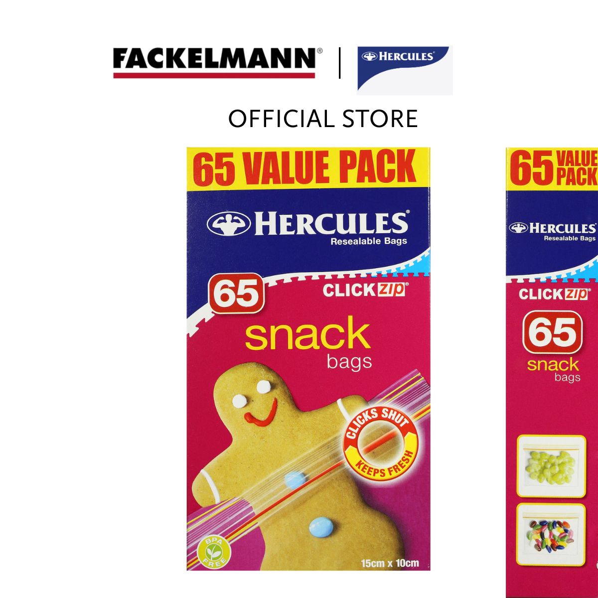 Hercules Clickzip Snack Bags Small 15cm x 10cm (65pcs/pack) HC0002