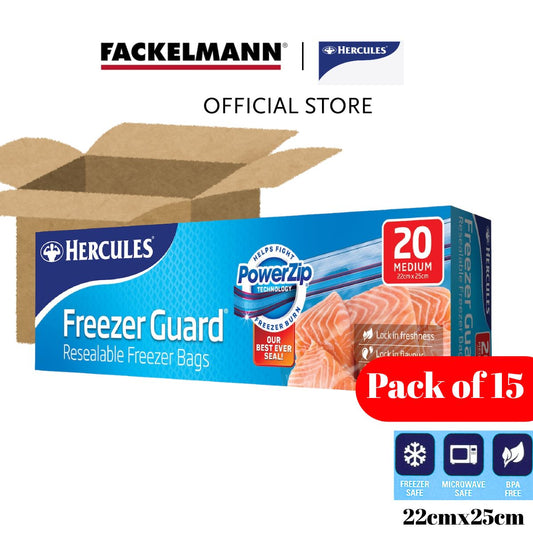 [Bundle of 15] Hercules Freezerguard Resealable Medium Slider Bags (20pcs/Pack) HC0013