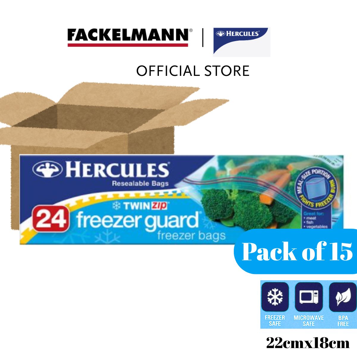 [Bundle of 15] Hercules Freezer Guard with Twin Zip Lock Bag HC0015