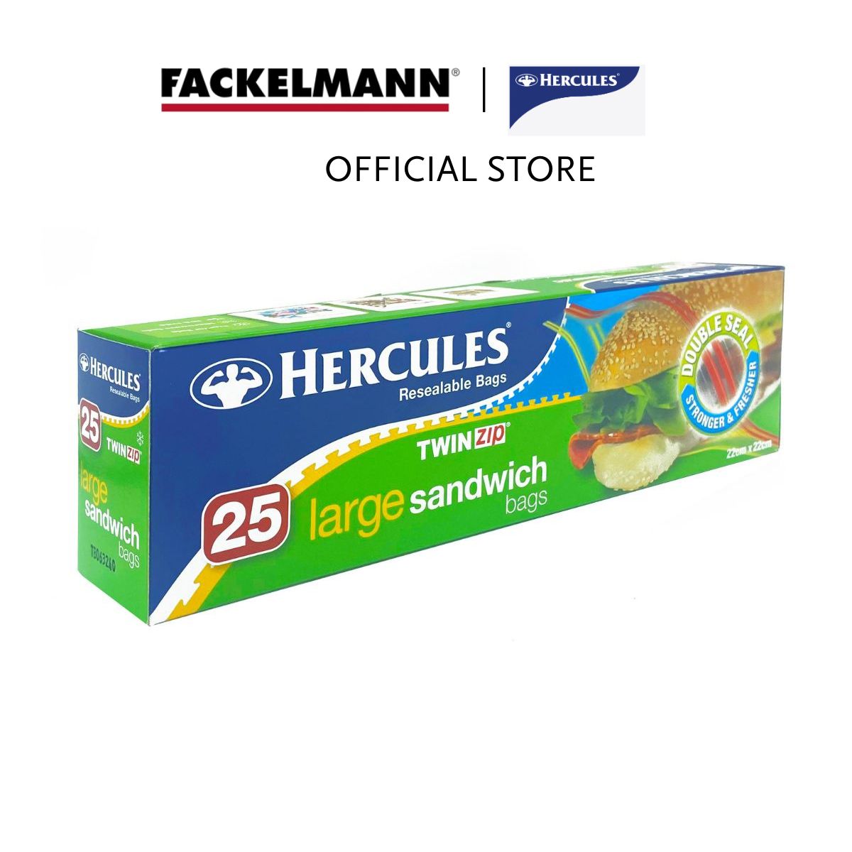 Hercules Twinzip Sandwich Bags Large 22cm x 22cm (25pcs/pack) HC0003