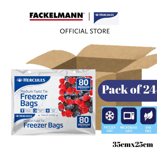 [Bundle of 24] Hercules Tear-Off Plastic Freezer Bags Medium (80/Pack) HC0016