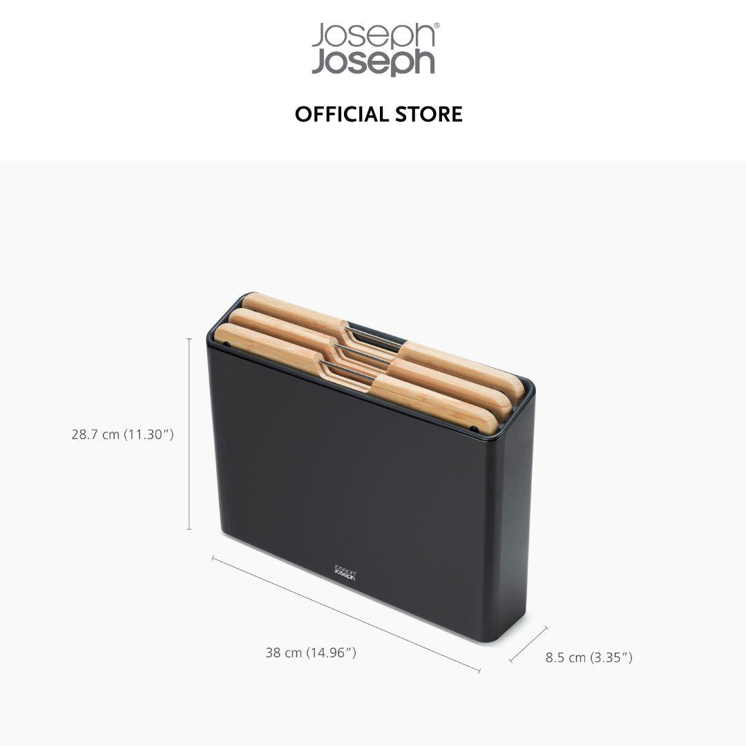 Joseph Joseph Folio Steel 3-Piece Bamboo Chopping Board Set With Black Stainless-Steel Case JJ0146