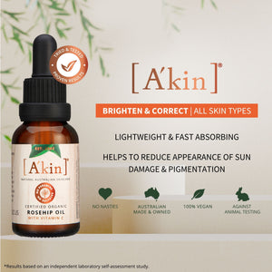 A'kin Brightening Vitamin C & Rosehip Facial Oil 20ml (Sensitive Skin) AK0035