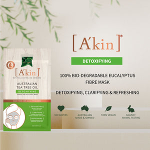 A'kin Detoxifying Face | Facial Sheet Mask 1pc AK0105 (Tea Tree Oil) (Expiry: 4/8/24)