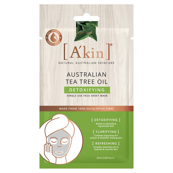 A'kin Detoxifying Face | Facial Sheet Mask 1pc AK0105 (Tea Tree Oil) (Expiry: 4/8/24)