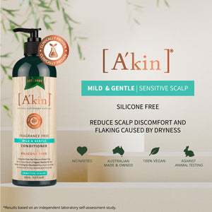 A'kin Fragrance Free Mild & Gentle Conditioner (Sensitive Scalp) 500ml AK0064