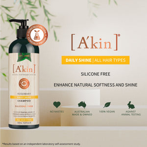 A'kin Silicon Free Daily Shine Shampoo (All Hair & Scalp) - Rosemary 500ml AK0057
