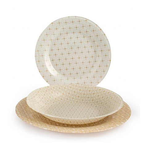 [PWP @$5 WITH ANY PURCHASE] Bormioli Rocco Acqua Ceramic Beige 18 Pieces Dinner Set, BR0037