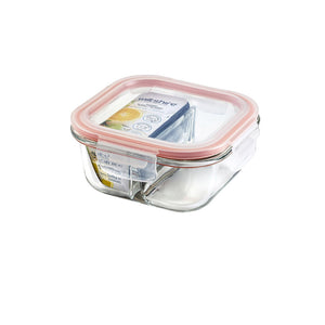 Wiltshire Glass Food Container Square with Divider 485ml HW1209 / Food container with lid
