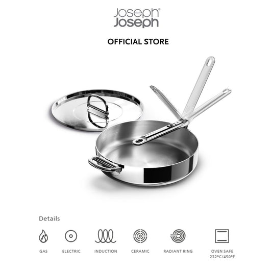 Joseph Joseph Space Steel Folding Handle 28cm Saute Pan & Lid JJ0284