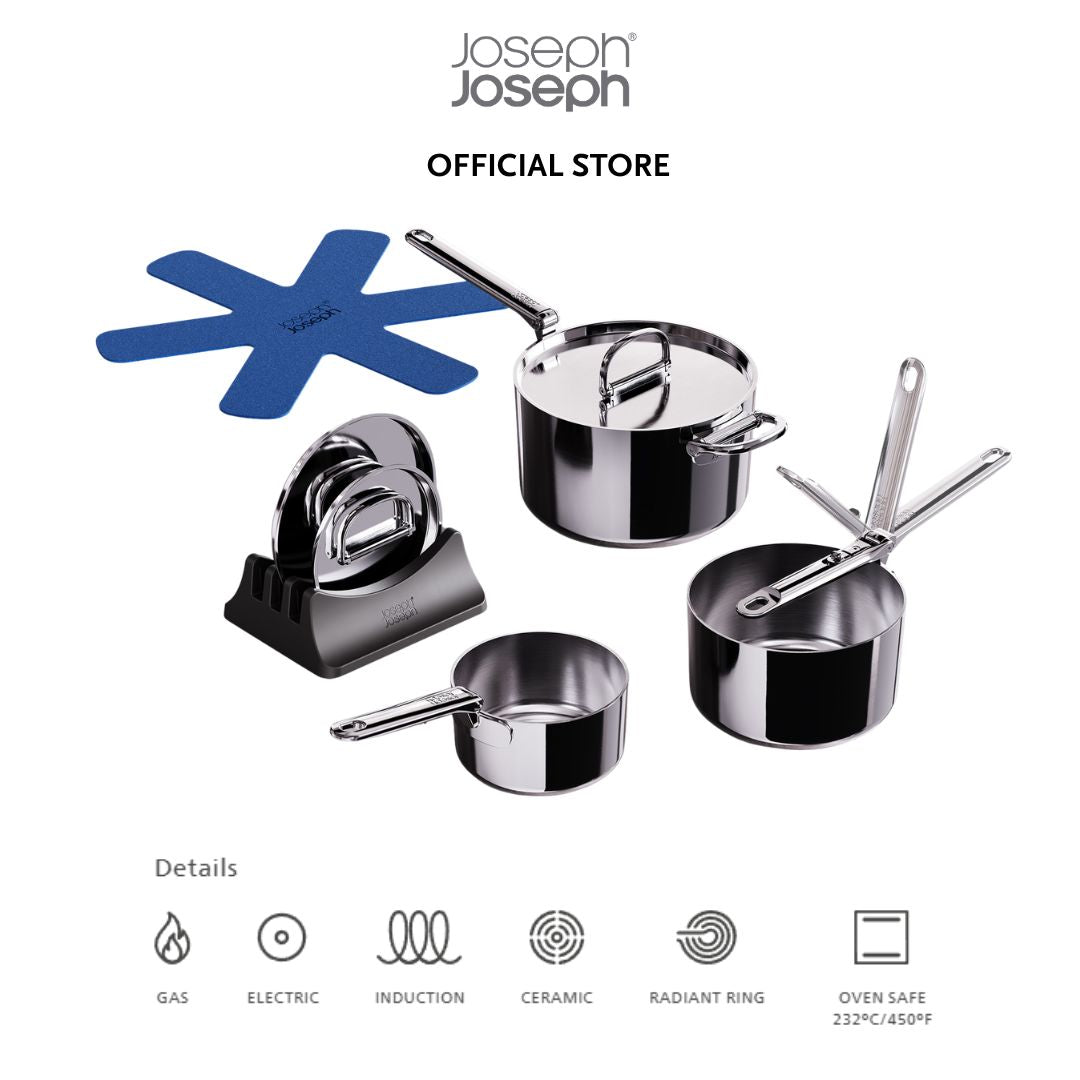 Joseph Joseph Space Steel Folding Handle 3-Piece Saucepan Set JJ0285