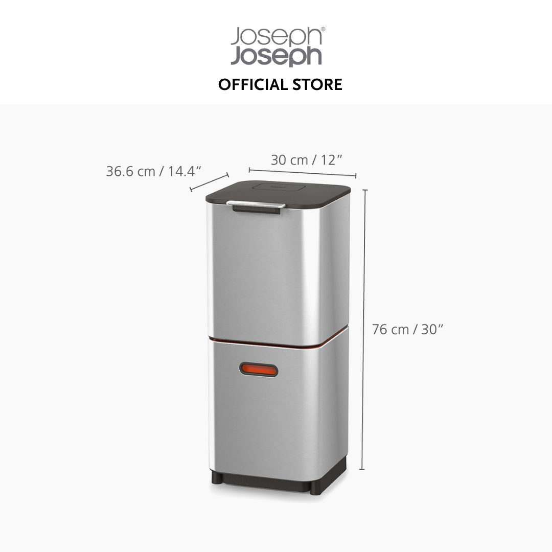 Joseph Joseph Totem Compact 40L Waste & Recycling Bin JJ0132 (Stainless Steel) / JJ0133 (Stone)