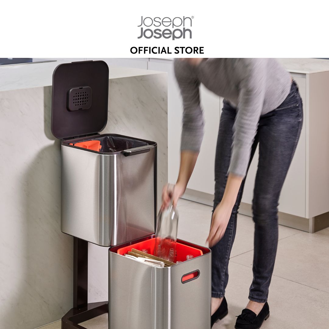 Joseph Joseph Totem Compact 40L Waste & Recycling Bin JJ0132 (Stainless Steel) / JJ0133 (Stone)