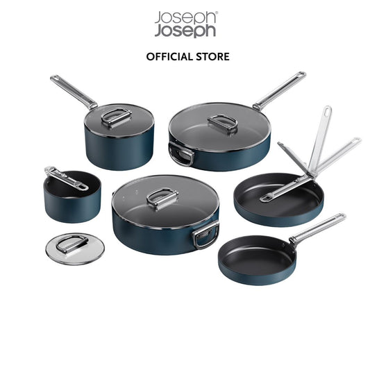 Joseph Joseph Space Folding Handle Ceramic Non-stick 6-piece Blue Cookware Set JJ0157