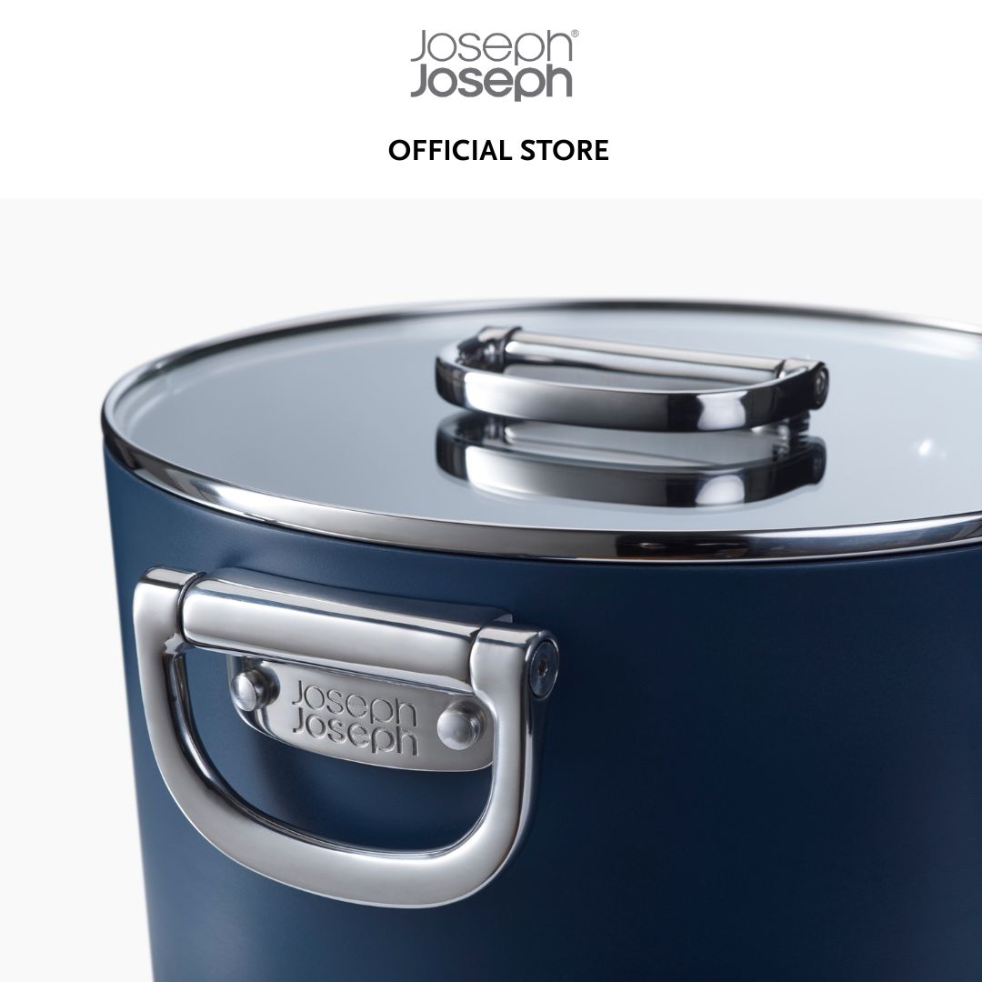 Joseph Joseph Space Folding Handle Ceramic Non-stick 25cm Blue Stock Pot & Lid JJ0154