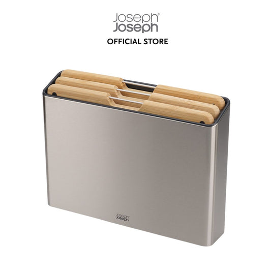 Joseph Joseph Folio™ Steel 3-Piece Bamboo Chopping Board Set with Stainless-Steel Case JJ0209