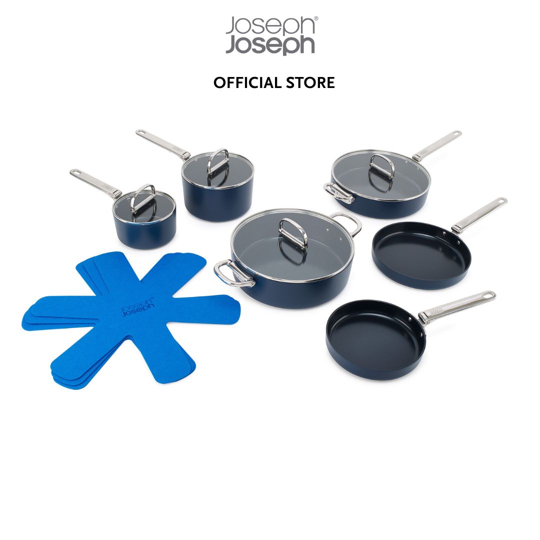 Joseph Joseph Space Folding Handle Ceramic Non-stick 6-piece Blue Cookware Set JJ0157