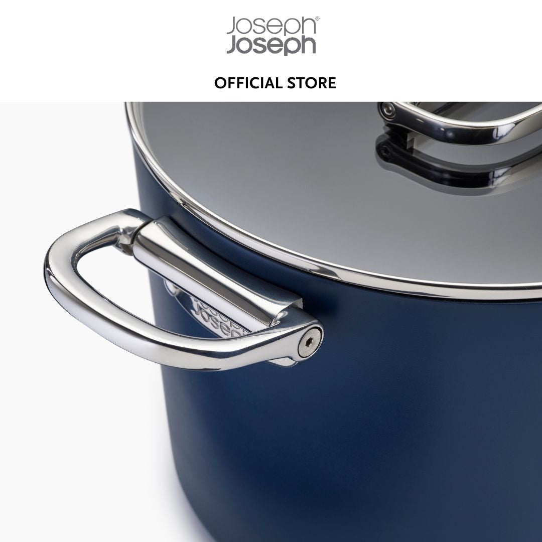 Joseph Joseph Space Folding Handle Ceramic Non-stick 25cm Blue Stock Pot & Lid JJ0154