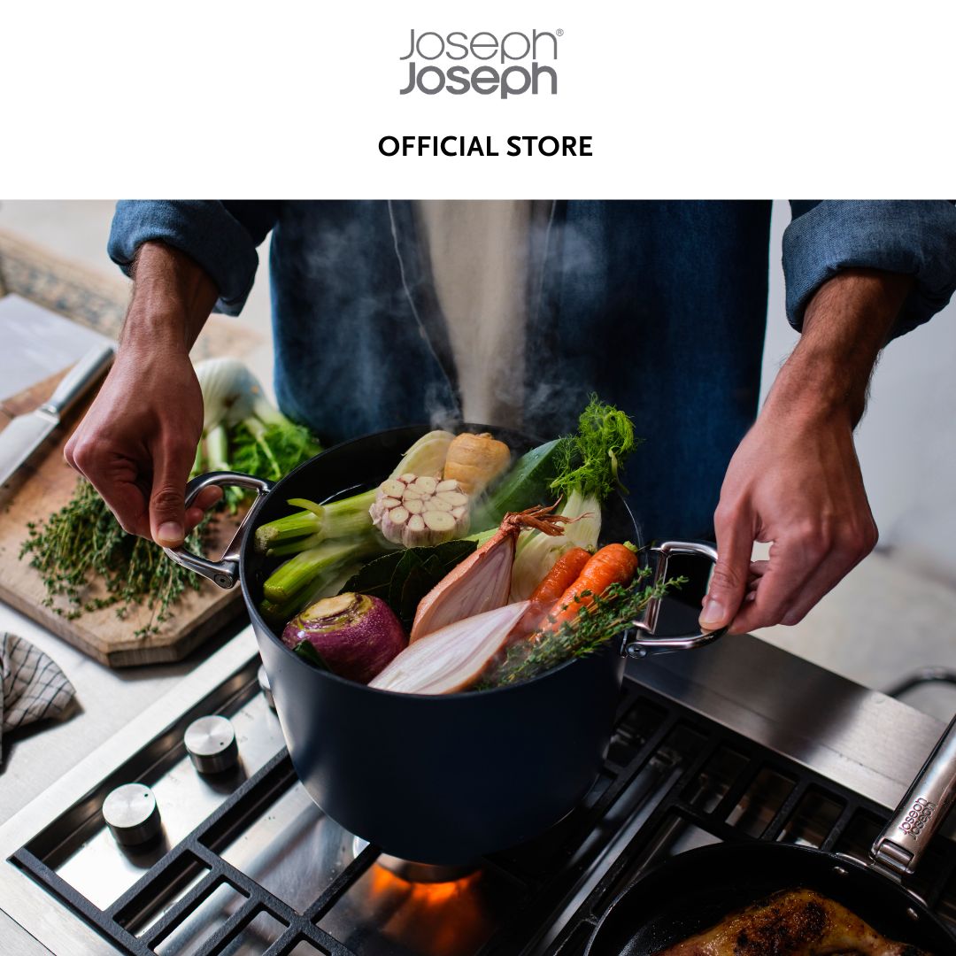 Joseph Joseph Space Folding Handle Ceramic Non-stick 25cm Blue Stock Pot & Lid JJ0154