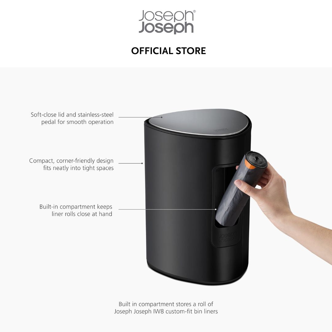 Joseph Joseph EasyStore™ 5L Matt Black Bathroom Pedal Bin JJ0229