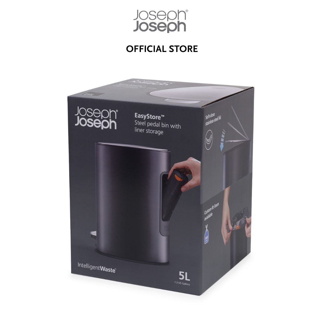 Joseph Joseph EasyStore™ 5L Matt Black Bathroom Pedal Bin JJ0229