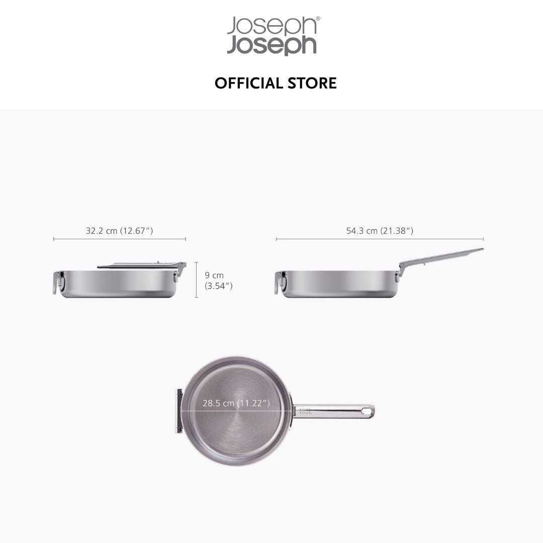 Joseph Joseph Space Steel Folding Handle 28cm Saute Pan & Lid JJ0284