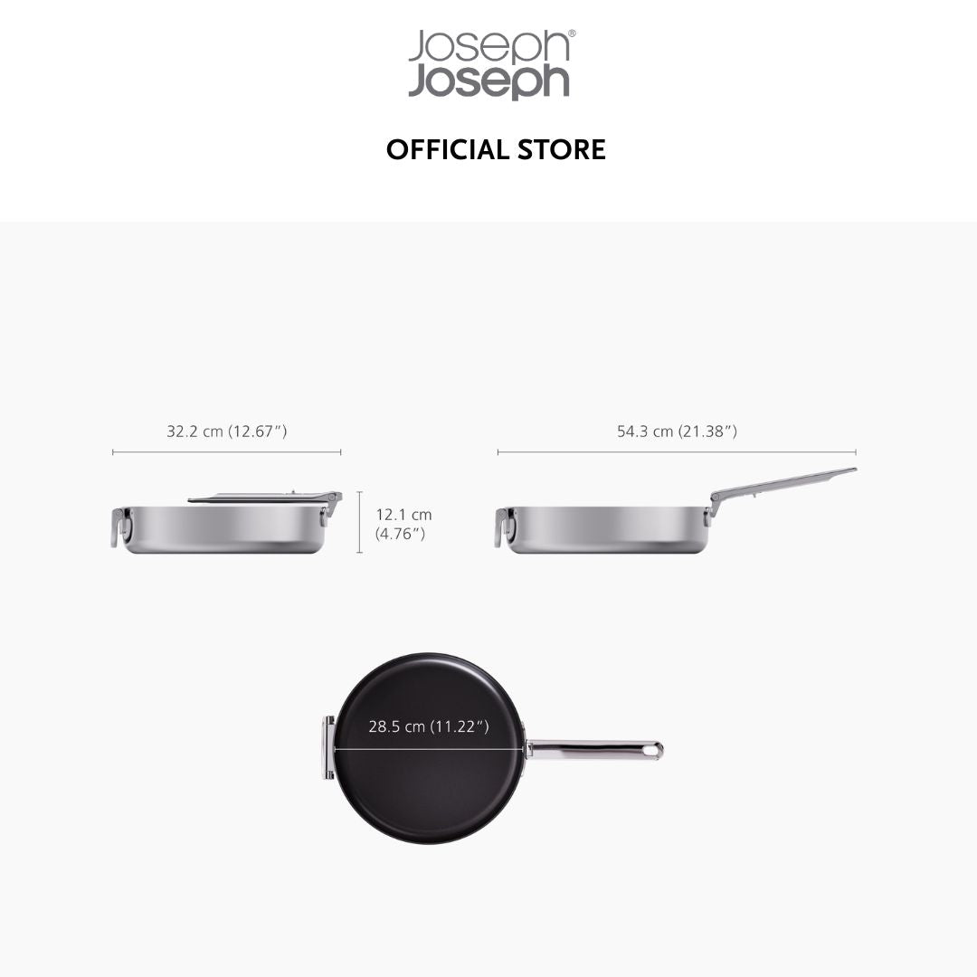 Joseph Joseph Space Steel Folding Handle Non-Stick 28cm Frying Pan JJ0289